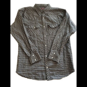 Outback Rider Shirt Men Size L  Black & White Checked Long Sleeves